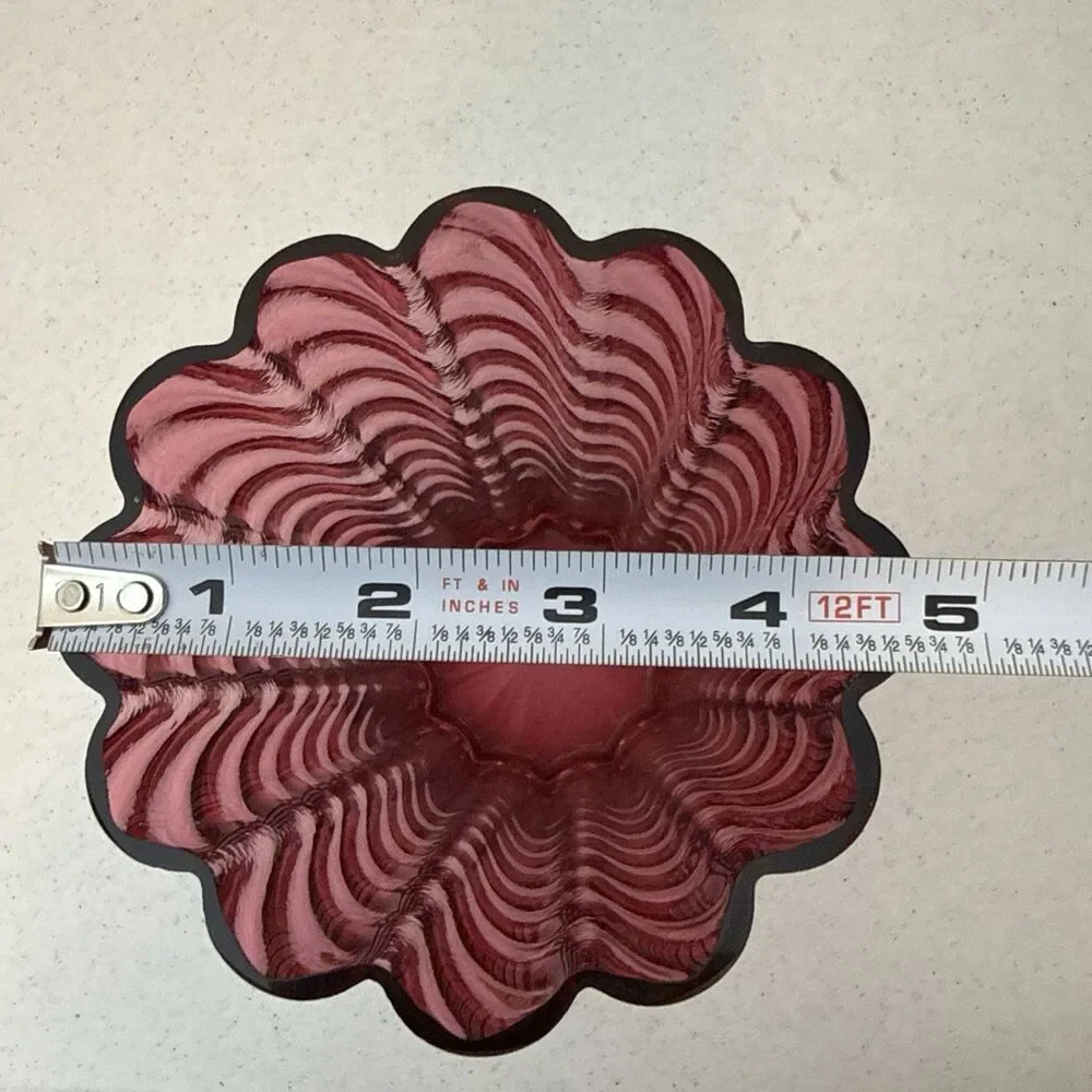 Pilgrim Cranberry Vase Glass Crystal Optic Rib Swirl 9.5” Vintage